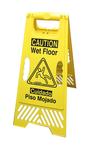Impact Products Yellow Black English/Spanish Vented Wet Floor Sign, 10 3/4 x 24 5/8 x 1 inch -- 6 per case.