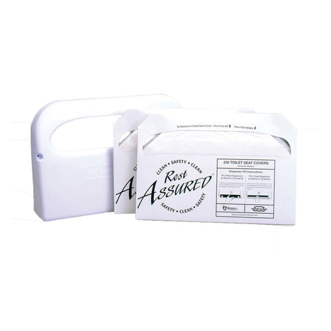 Impact Products White 1/2 Fold Toilet Seat Cover Dispenser with Starter Pack, 16 3/8 inch Width x 11 3/4 inch Height x 3 5/8 inch Depth.