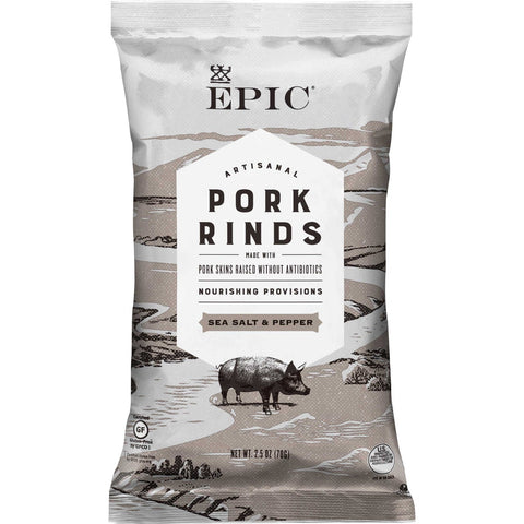 Epic Sea Salt and Pepper Pork Rinds, 2.5 Ounce -- 12 per case.