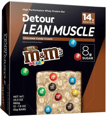 Detour Lean Muscle Chocolate Candy Crunch Whey Protein Bar, 1.9 Ounce -- 48 per case.