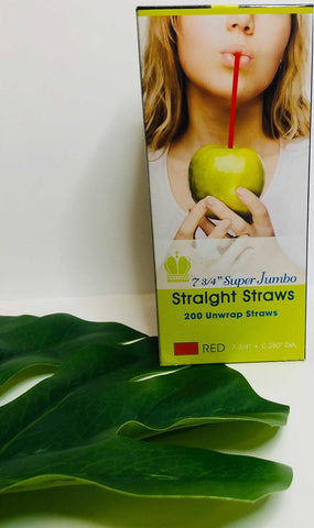 Goldmax Red Unwrapped Super Jumbo Straw, 7.75 inch - 200 count per pack -- 25 packs per case