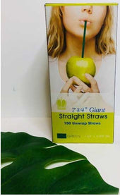 Goldmax Green Unwrapped Giant Straw, 7.75 inch - 150 count per pack -- 10 packs per case