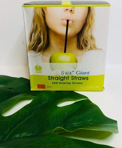 Goldmax Red Unwrapped Giant Straw, 5.75 inch - 250 count per pack -- 10 packs per case