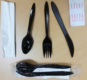 Polyking Fork Knife Spoon Napkin Salt and Pepper Meal Kit -- 250 per case.