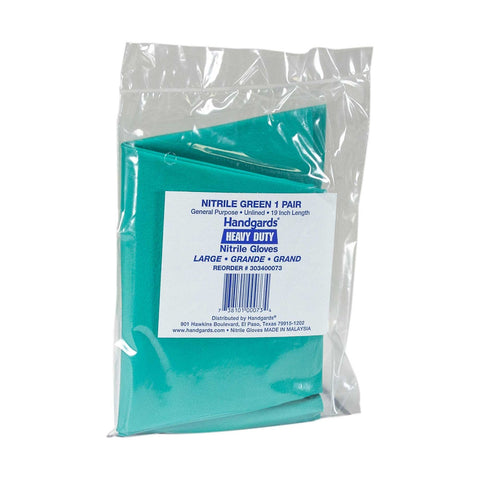 Heavy Duty Large, Unlined Green, Nitrile Reusable Glove 19 inch, 1 piece pack -- 12 per case.