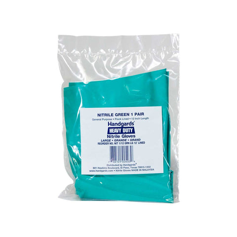 Handgards Large Green Heavy Duty Utility Lined Reusable Glove, 12 inch -- 12 per case.