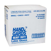 Handgards Small Orange Latex Heavy Duty Utility Reusable Glove, 12 inch -- 4 per case.