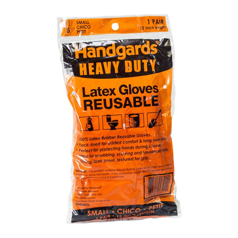 Handgards Small Orange Latex Heavy Duty Utility Reusable Glove, 12 inch -- 4 per case.