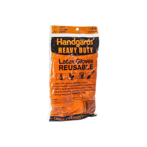 Handgards Large Orange Latex Heavy Duty Utility Reusable Glove, 12 inch -- 4 per case.