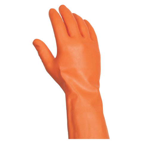 Handgards Large Orange Latex Heavy Duty Utility Reusable Glove, 12 inch -- 4 per case.