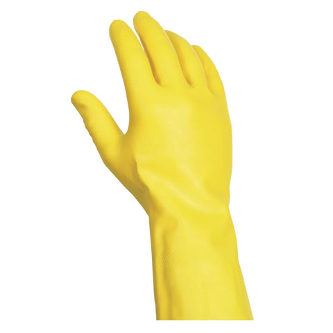 Handgards Small Yellow Latex Heavy Duty Utility Reusable Glove, 12 inch -- 4 per case.