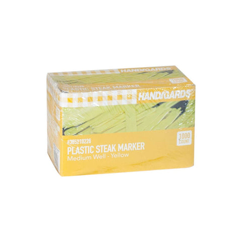 Handgards Yellow Medium Well Disposable Plastic Steak Marker -- 2000 per case.