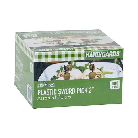 Handgards Assorted Color Disposable Plastic Sword Pick, 3 inch -- 10000 per case.