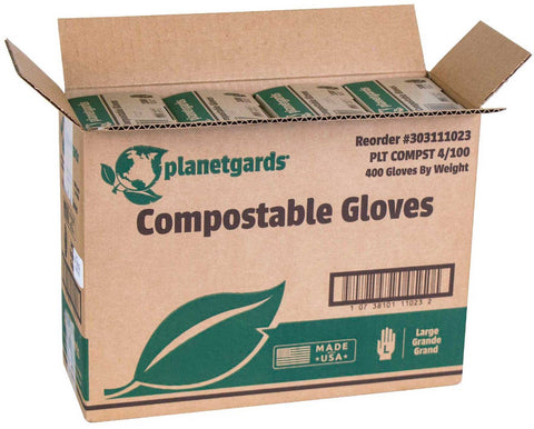 Planetgards Large Green Powder Free Compostable Gloves -- 400 per case