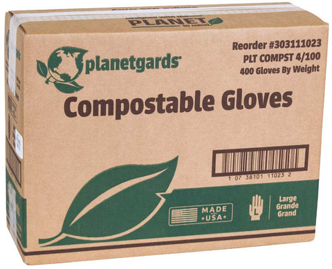 Planetgards Large Green Powder Free Compostable Gloves -- 400 per case