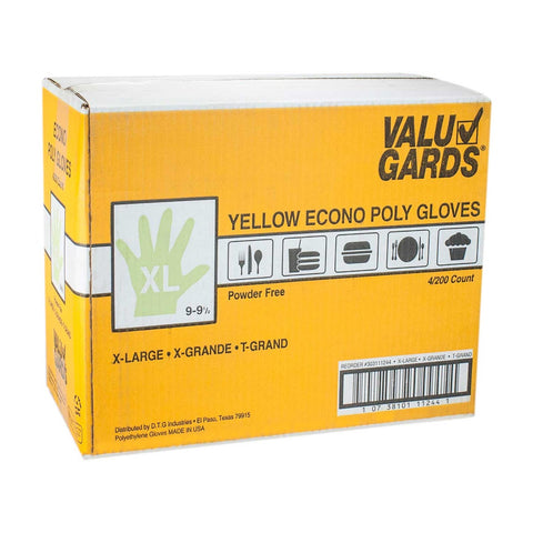 Handgards ValuGards Econo Poly Yellow Disposable Glove -- 800 per case.