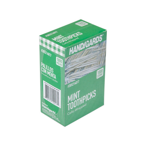 Handgards Cello Wrapped Mint Disposable Wood Toothpick -- 12000 per case.