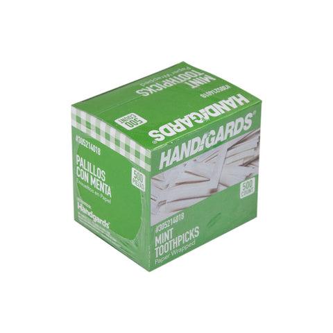 Handgards Paper Wrapped Mint Disposable Wood Toothpick -- 6000 per case.
