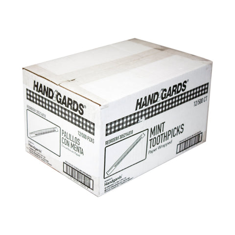 Handgards Paper Wrapped Mint Disposable Wood Toothpick -- 6000 per case.