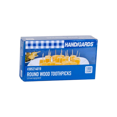 Handgards Unwrapped Round Disposable Wood Toothpick -- 12000 per case.