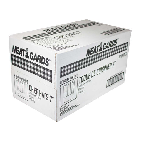 NeatGards White Wide Pleat Disposable Paper Chef Hat, 7 inch -- 12 per case.