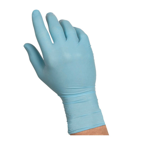 Handgards ExamGards Blue Medium Disposable Nitrile Gloves -- 1000 per case.