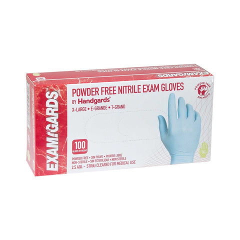 Handgards ExamGards Blue Extra Large Disposable Nitrile Gloves -- 1000 per case.