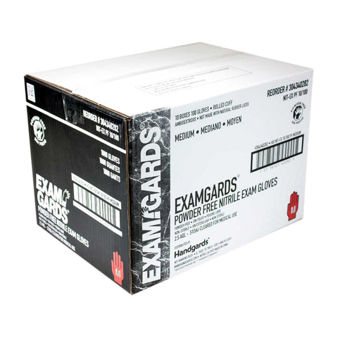 ExamGards Black Medium Nitrile Disposable Gloves -- 1000 per case.