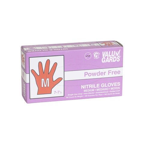 ValuGards Purple Medium Disposable Nitrile Gloves -- 1000 per case.