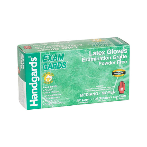 Handgards Medium Ivory Latex Exam Grade Disposable Glove -- 10 per case.