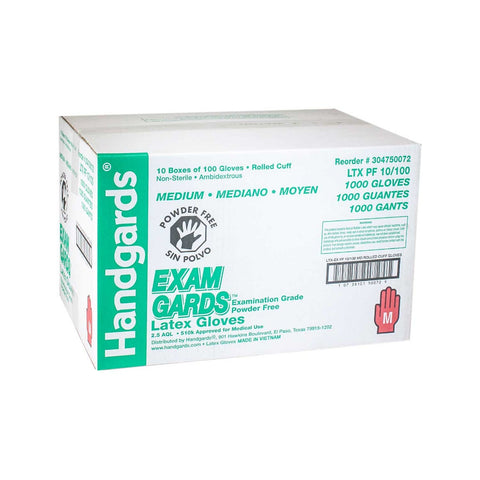 Handgards Medium Ivory Latex Exam Grade Disposable Glove -- 10 per case.