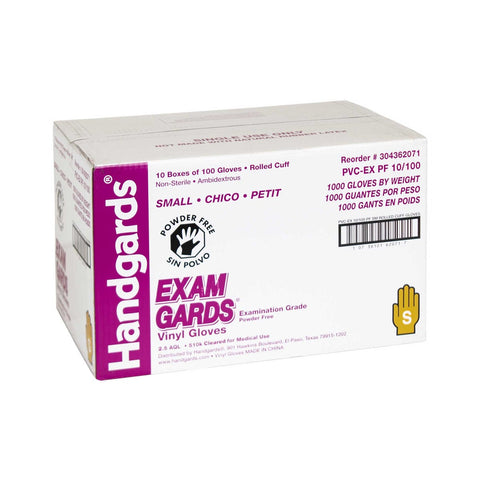 Handgards Small Clear Vinyl Exam Grade Disposable Glove -- 10 per case.