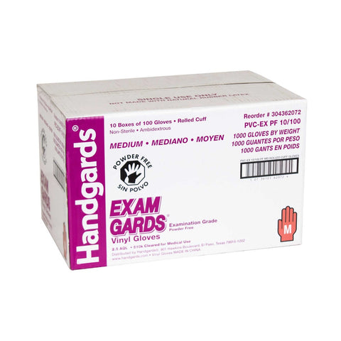 Handgards Medium Clear Vinyl Exam Grade Disposable Glove -- 10 per case.
