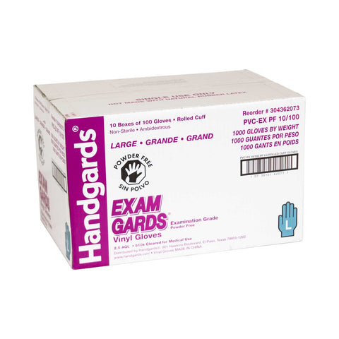 Handgards Large Clear Vinyl Exam Grade Disposable Glove -- 10 per case.