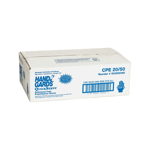 Handgards Clear Quickserve Poly Disposable Gloves -- 1000 per case.
