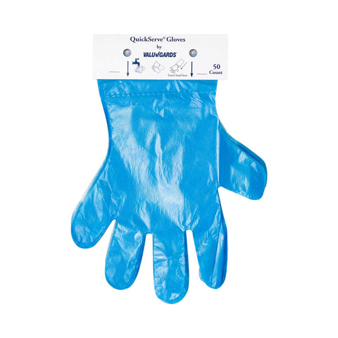 Handgards Quickserve Poly Blue One Size Fits All Disposable Glove -- 1000 per case.