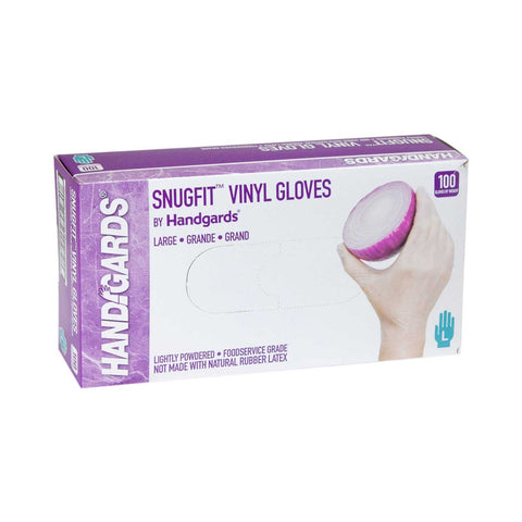 Handgards Disposable Large Powdered Vinyl Gloves, 100 per pack -- 4 packs per case.