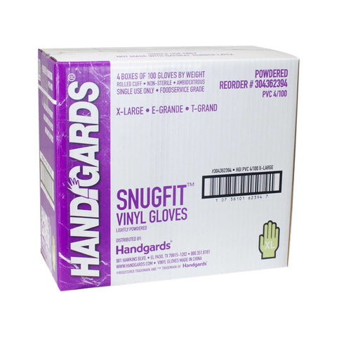 Handgards Disposable Extra Large Powdered Vinyl Gloves, 4 Case --- 100 Each