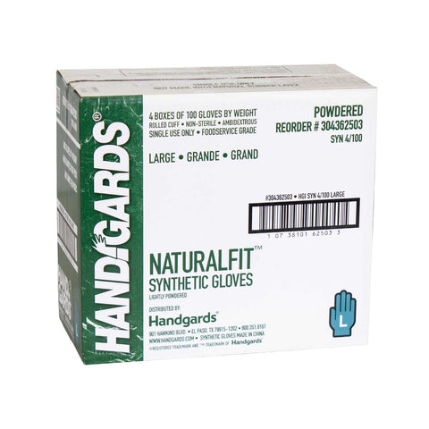 HandGards Large Synthetic Disposable White Glove -- 400 per case.