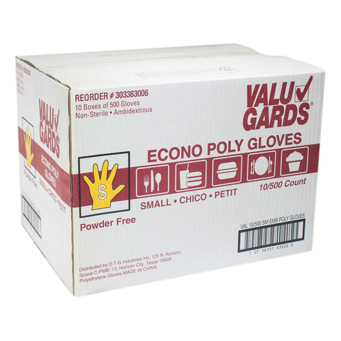 Glove (ValuGARDS® Disposable Glove)Clear, Small, Imported, Wrist Length, 10 Case --- 500 Count