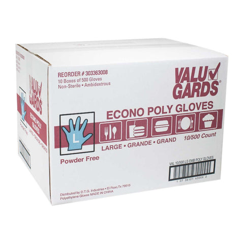 Glove (ValuGARDS® Disposable Glove)Clear, Large, Imported, Wrist Length, 10 Case --- 500 Count