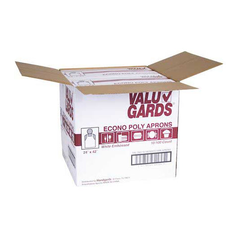 Valugards Economy Poly Embossed White Light Duty Apron, 24 x 42 inch - 100 count per pack -- 10 packs per case