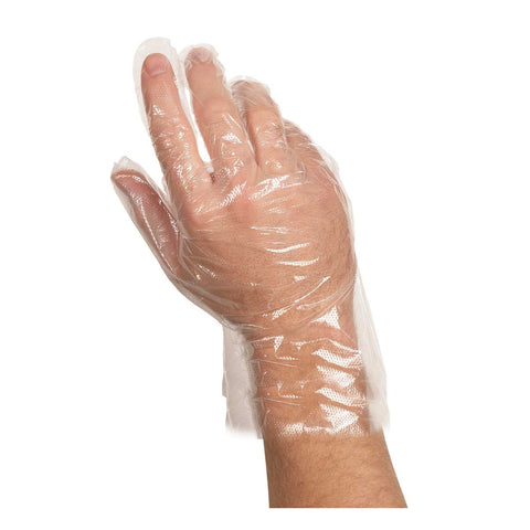 Handgards ValuGards Econo Poly Clear One Size Fits All Disposable Glove -- 2000 per case.