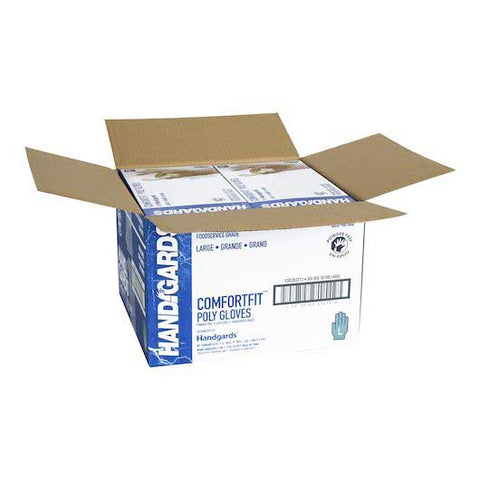 Handgards Comfortfit Powder Free Large Poly Gloves - 100 count per pack -- 10 packs per case