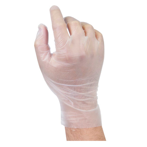 HandGards ValuGards Stretch Poly Clear Disposable Large Glove -- 1000 per case.