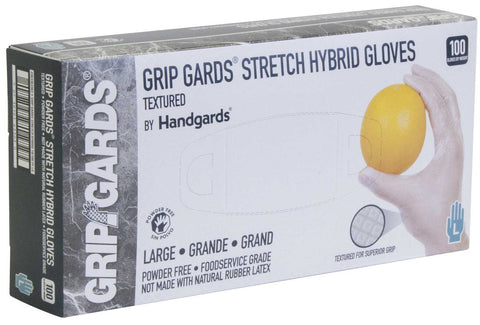 Grip Gards Clear Large Stretch Hybrid Gloves, 100 count per pack -- 10 per case.