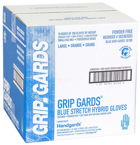 Grip Gards Blue Large Stretch Hybrid Gloves, 100 count per pack -- 10 per case.