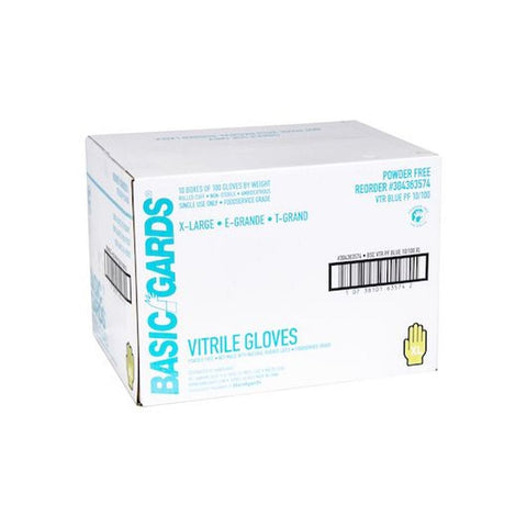Handgards Powder Free Blue Vitrile Extra Large Gloves - 100 per pack -- 1000 packs per case