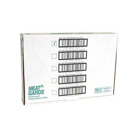 Handgards Neatgards Low Density Poly Embossed Adult White Bib, 15.5 x 20 inch -- 500 per case