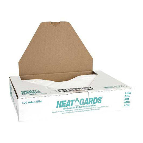 Handgards Neatgards Low Density Poly Embossed Adult White Bib, 15.5 x 20 inch -- 500 per case